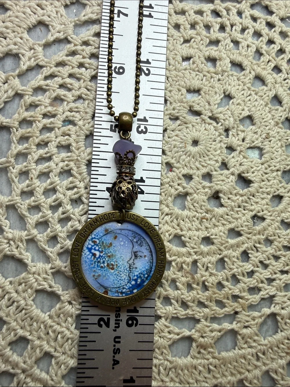 Vintage-Inspired Blue Moon Pendant Necklace - Women Jewelry